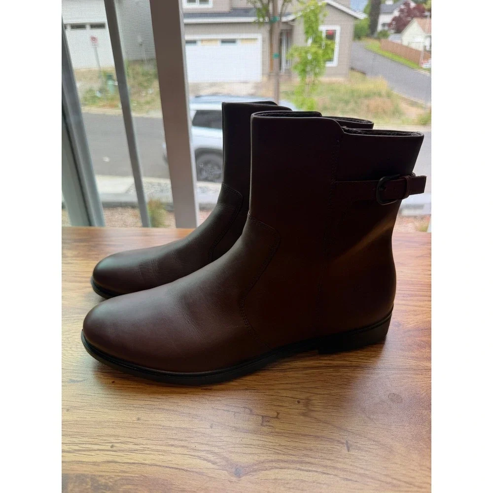 ECCO Touch 15 Hydromax Brown Leather Ankle Boots Women's 10.5 NWOTS